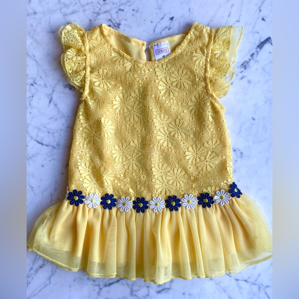 18M Swiggles Yellow Lace Daisy  Dress